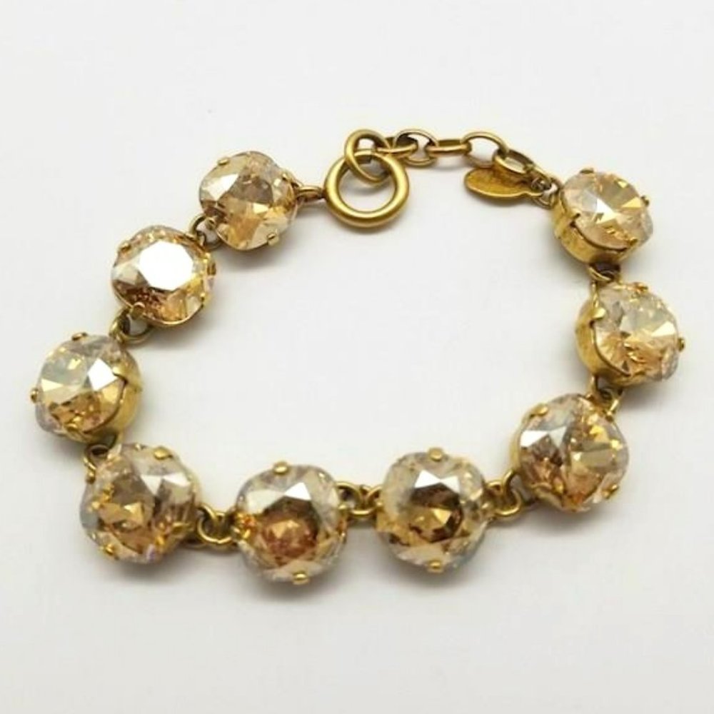 Champagne and Gold Large Stone Crystal Bracelet - Picture 2 of 4